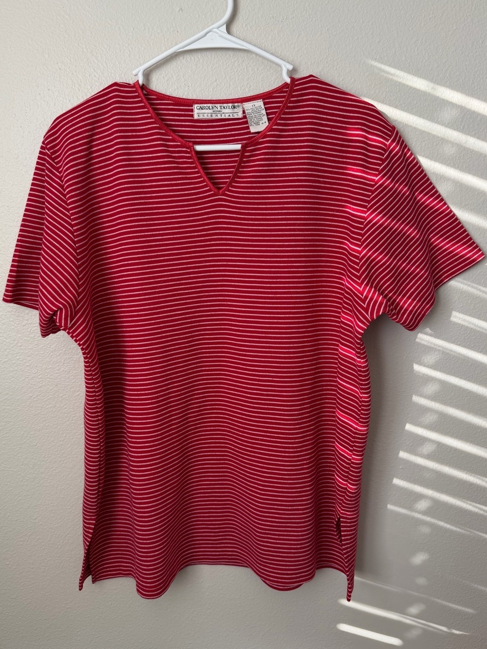 Carolyn Taylor Red & White Striped Knit Top Nautical Preppy Grandmacore 1X
